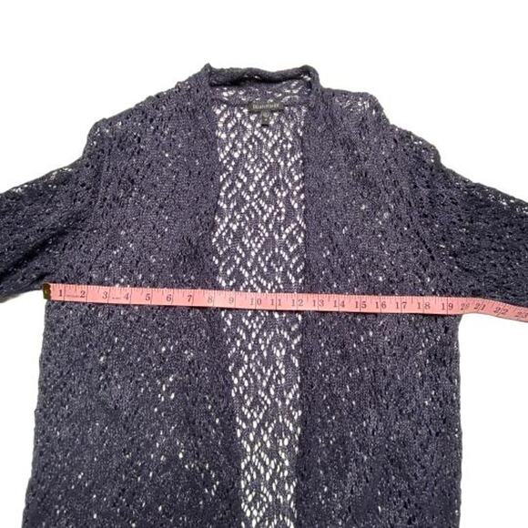 Eileen Fisher Open Knit Cardigan Med Linen Blend Metallic Coastal Cottage Style - Picture 12 of 14